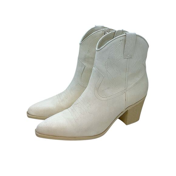 MIA Sawyer Embroidered Pointed Toe Cowboy Booties Women's Beige Sz 8 - Picture 3 of 13